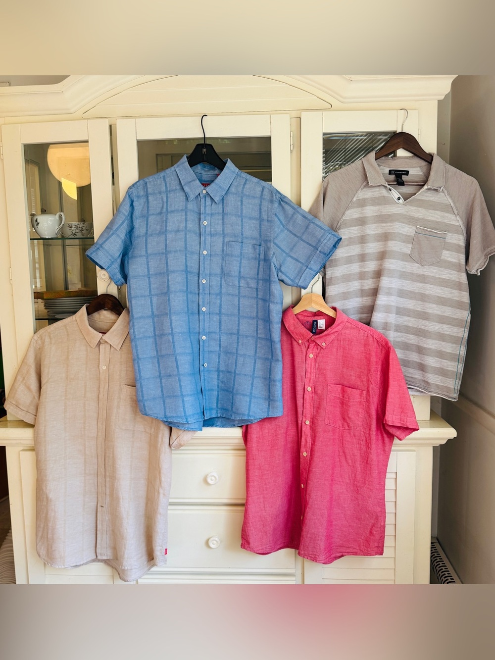 Set of 4 Men's Short Sleeve Button Down Shirt in L